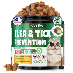 Cudory flea and tick prevention cat chews in packaging for daily protection