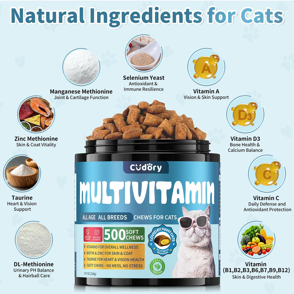 Cudory Taurine 90-day pack on display for cat care.
