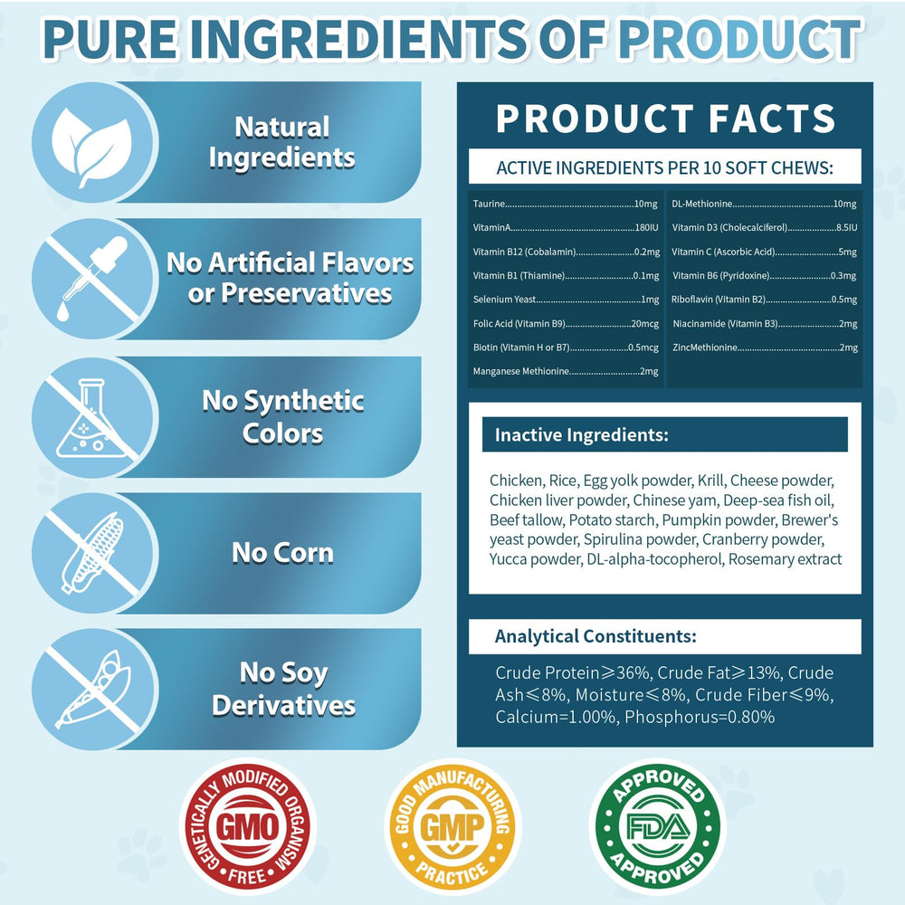 Cudory Taurine chews for coat and energy support.