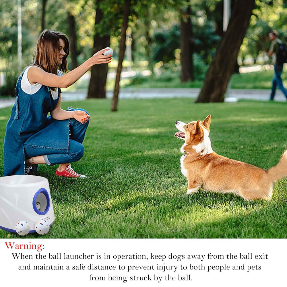 Cuelab dog ball launcher distance settings highlight adjustable range for tailored play.