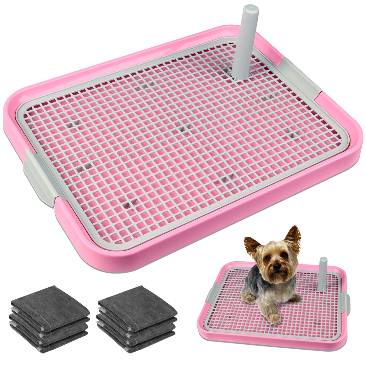 CUHIOY dog potty tray mesh grate keeps paws dry and pads safe.