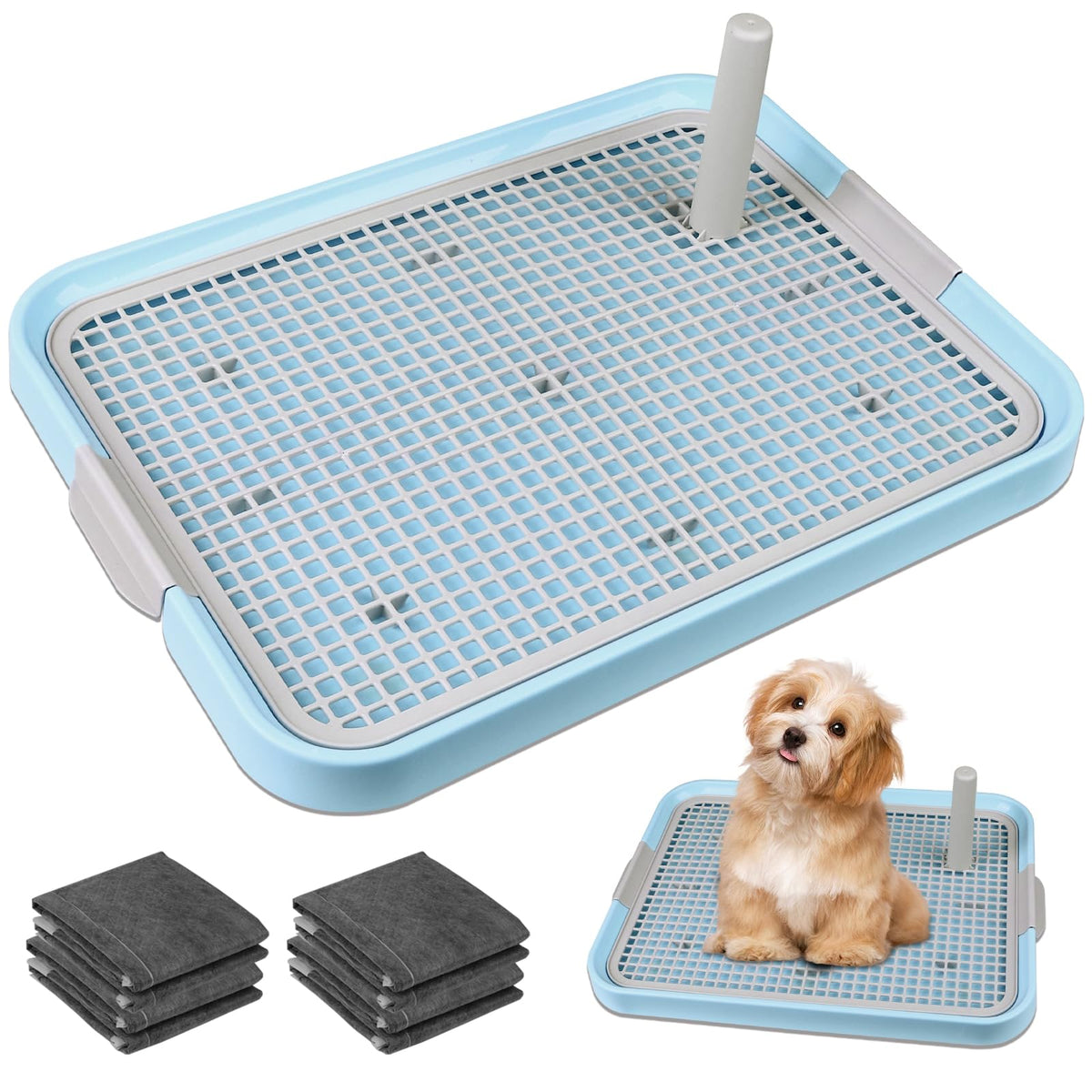 CUHIOY dog potty tray 20x14 top view keeps paws dry and floors clean.