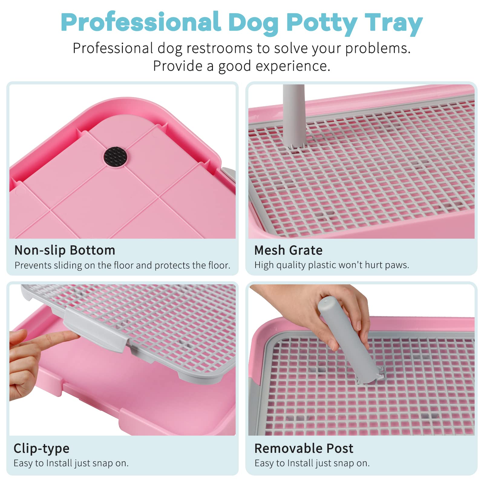 CUHIOY dog potty tray with 8 pads supports easy training sessions.