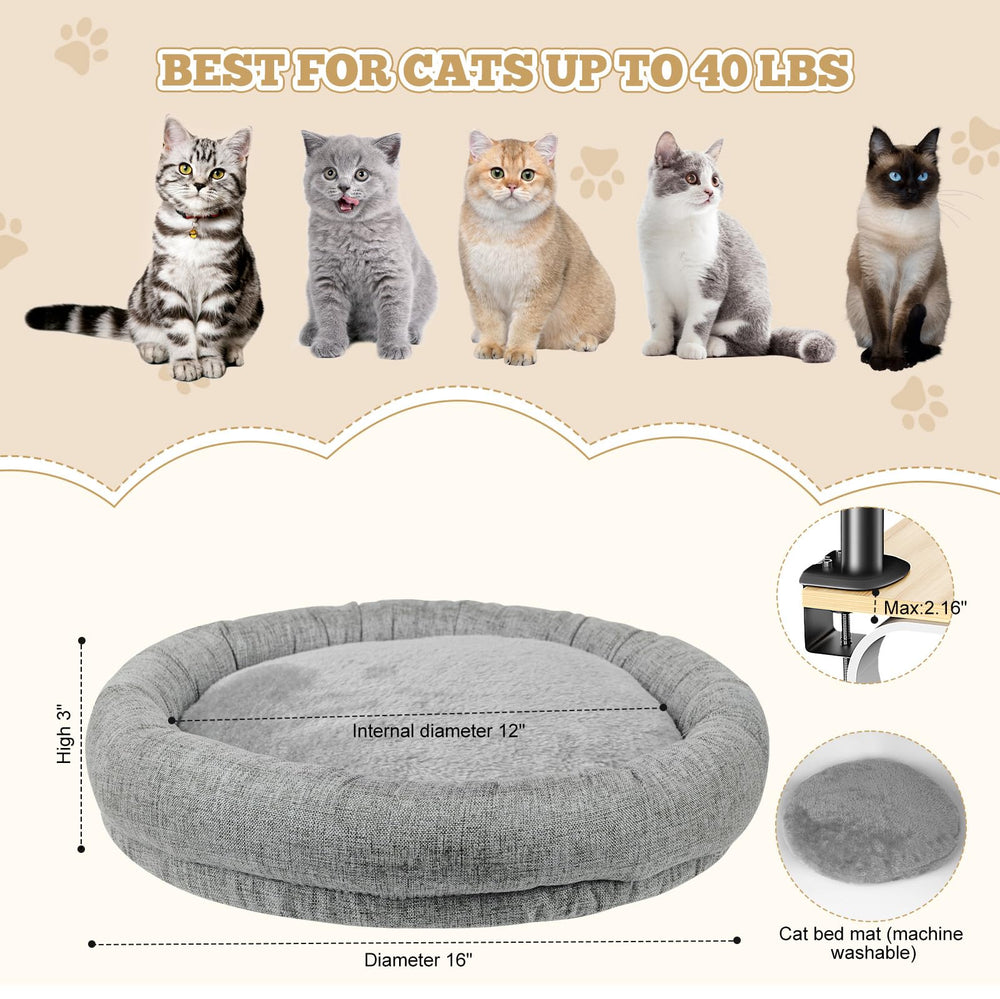 Cuipingoo Cat Desk Bed demonstrates 360-degree access for your curious cat.