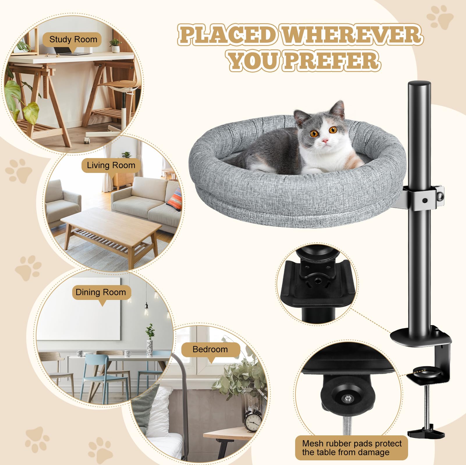 Cuipingoo Cat Desk Bed blends modern style with pet comfort on an office desk.