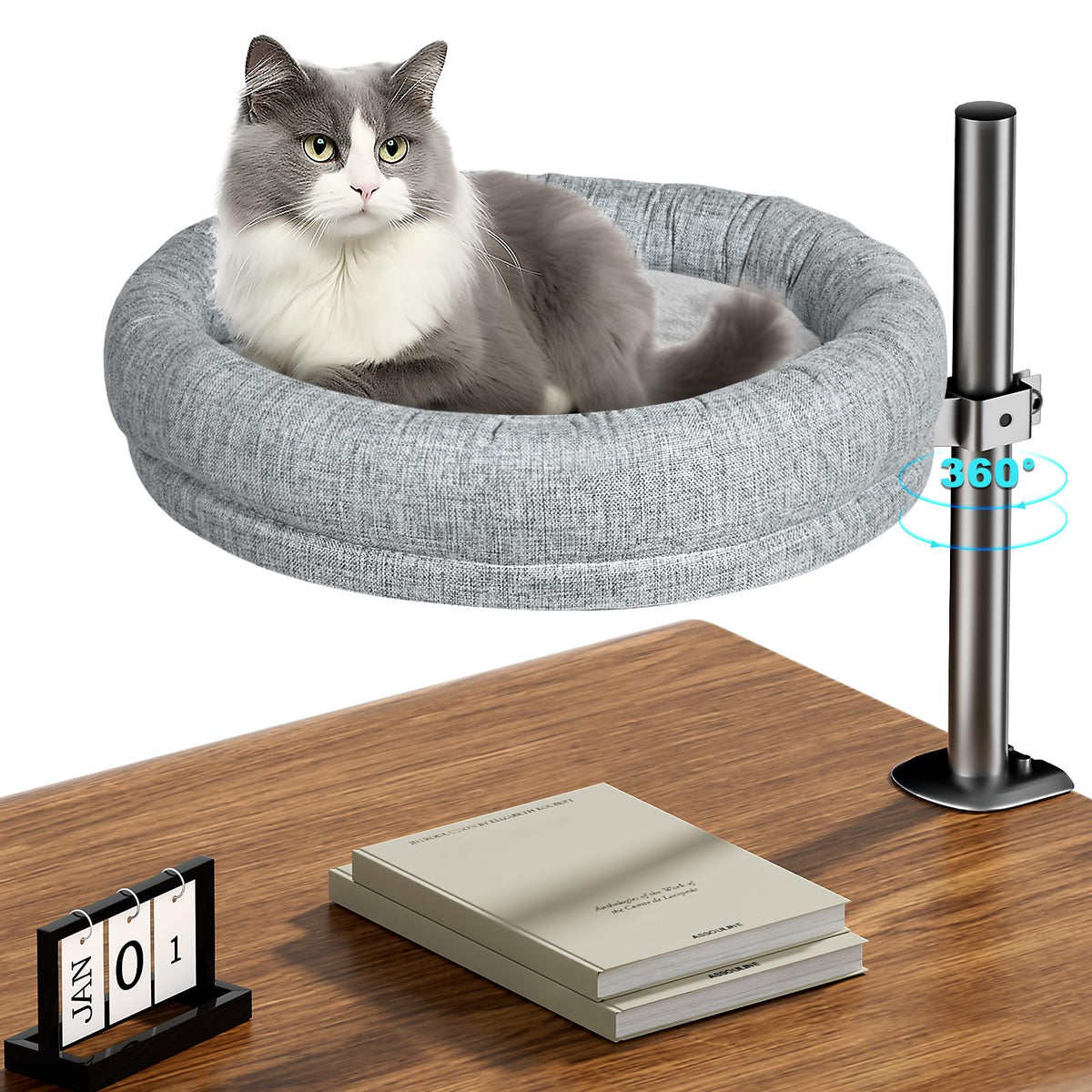 Cuipingoo Cat Desk Bed with 360° rotation for easy lounging beside your workspace.