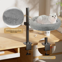 Cuipingoo Cat Desk Bed in soft faux fur for cozy comfort during breaks.