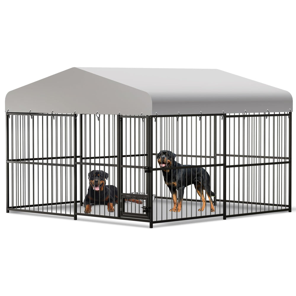 CuisinSmart kennel with waterproof canopy offering year-round protection from rain.