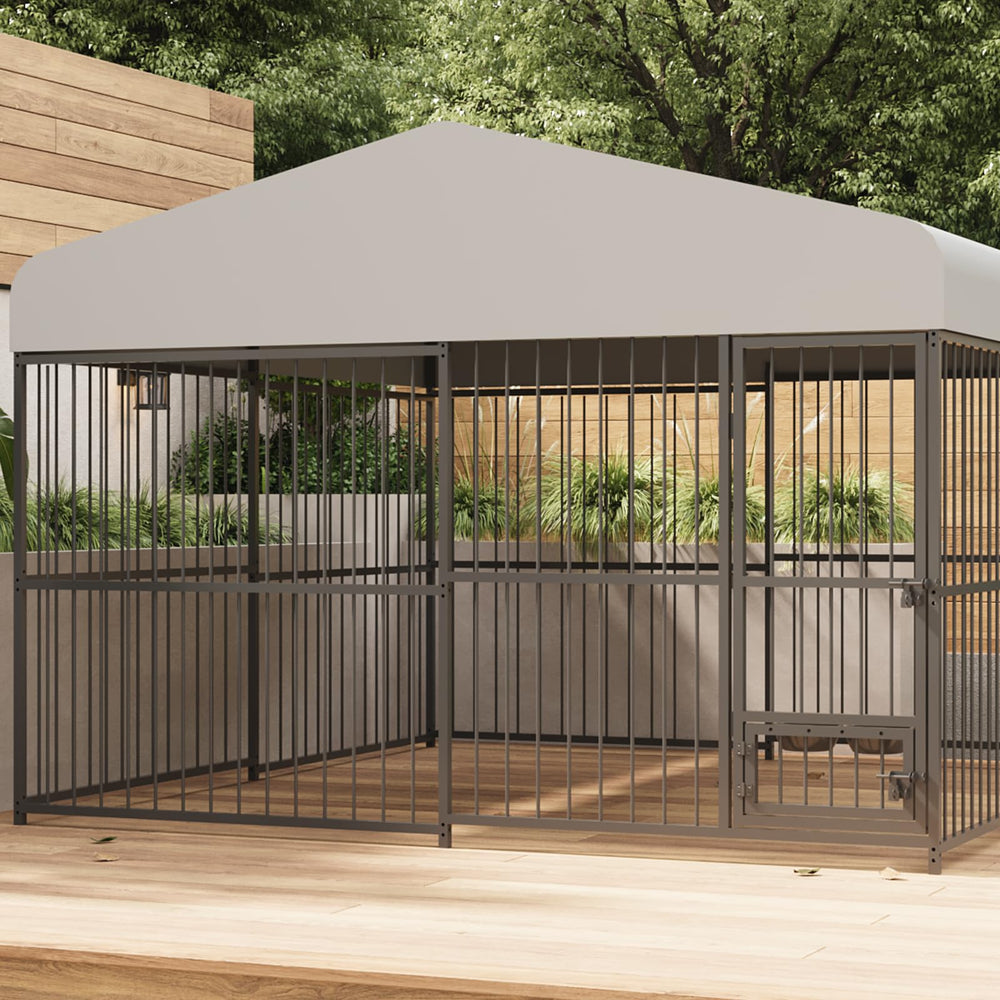 CuisinSmart large dog kennel side view highlighting open interior for visibility.