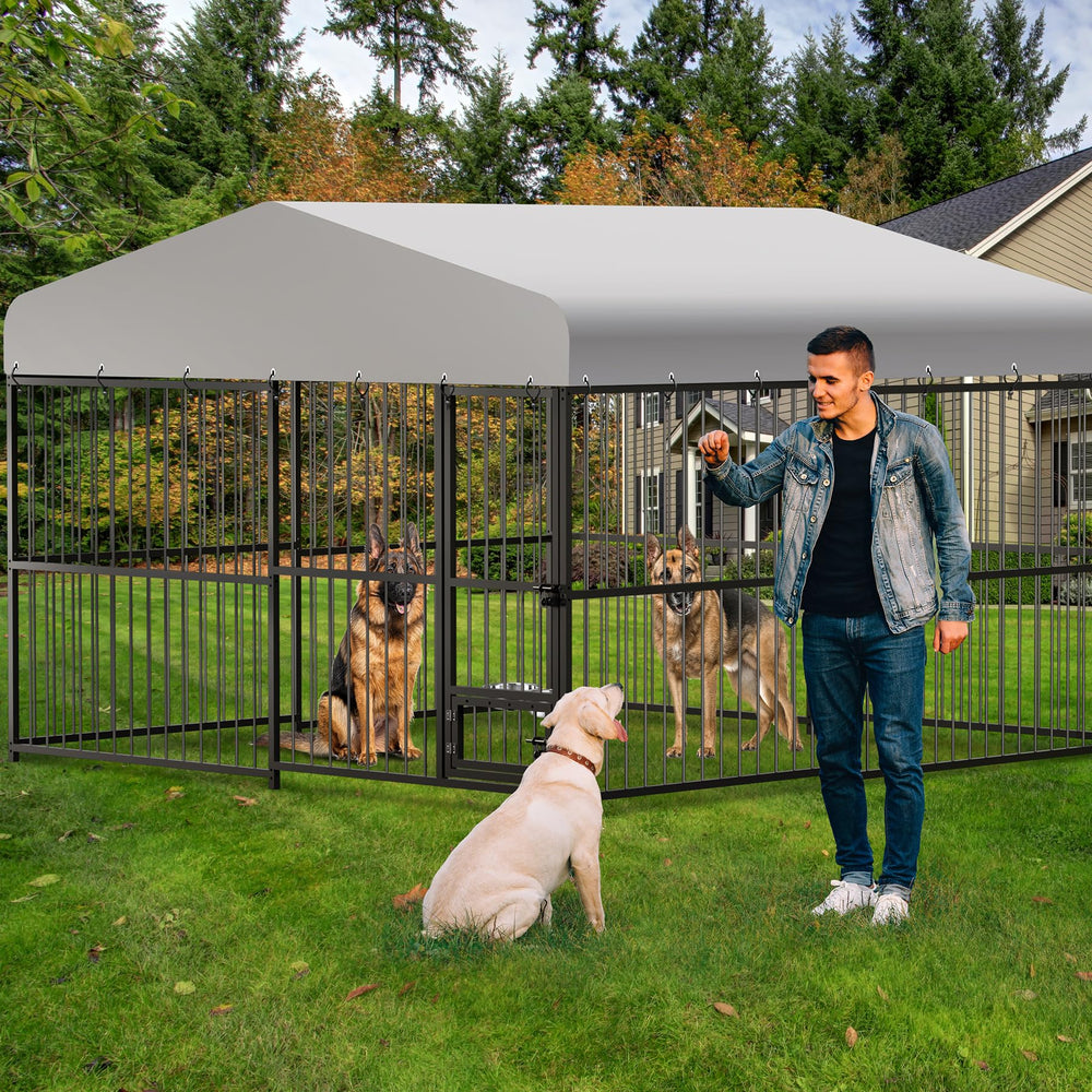 CuisinSmart outdoor pet enclosure in garden setting demonstrates easy integration.