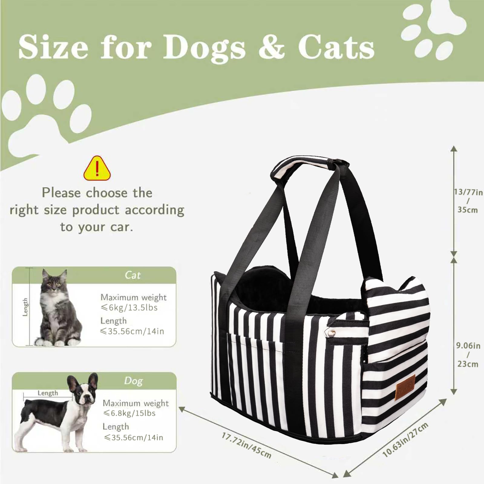 Cullaby dog car seat with removable washable cover for quick cleaning