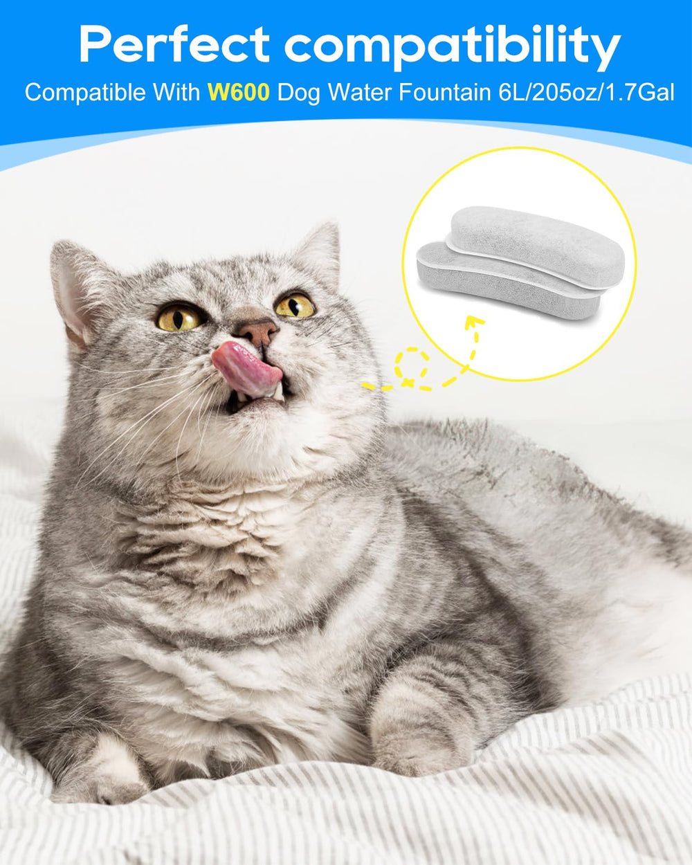 Cunina eight-pack filters for pet fountains provide convenient replacements.