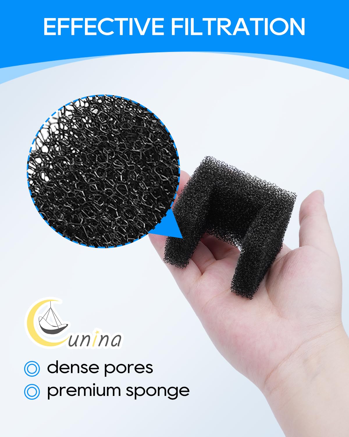 Dense filtration captures hair and debris to keep fountain water clearer.