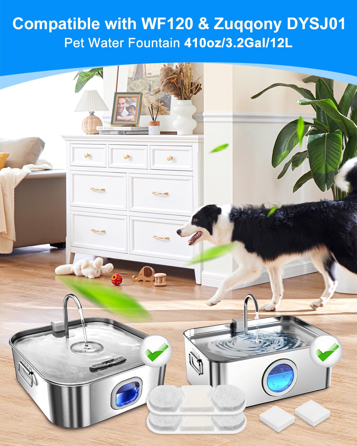 Cunina WF120 compatibility filter supports steady fountain flow
