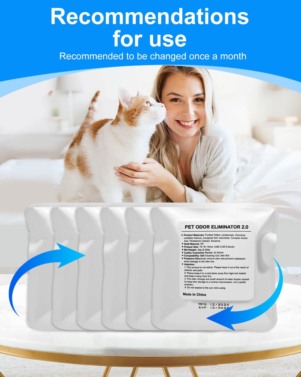Cunina N50 2.0 set in a fresh home reduces litter odors.