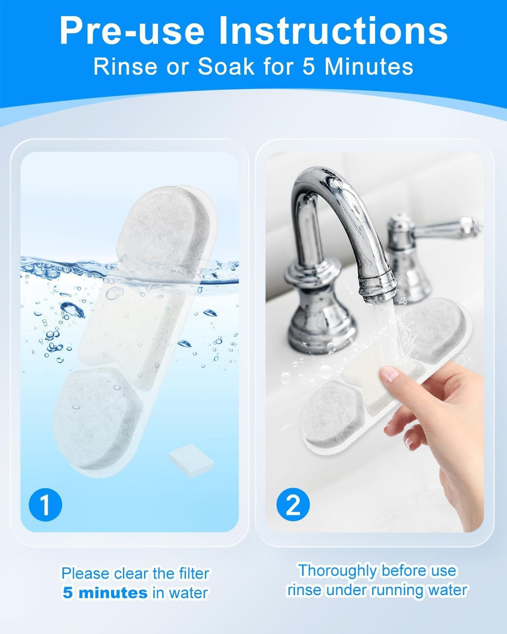 Cunina pre-soak and rinse guide improves filter readiness