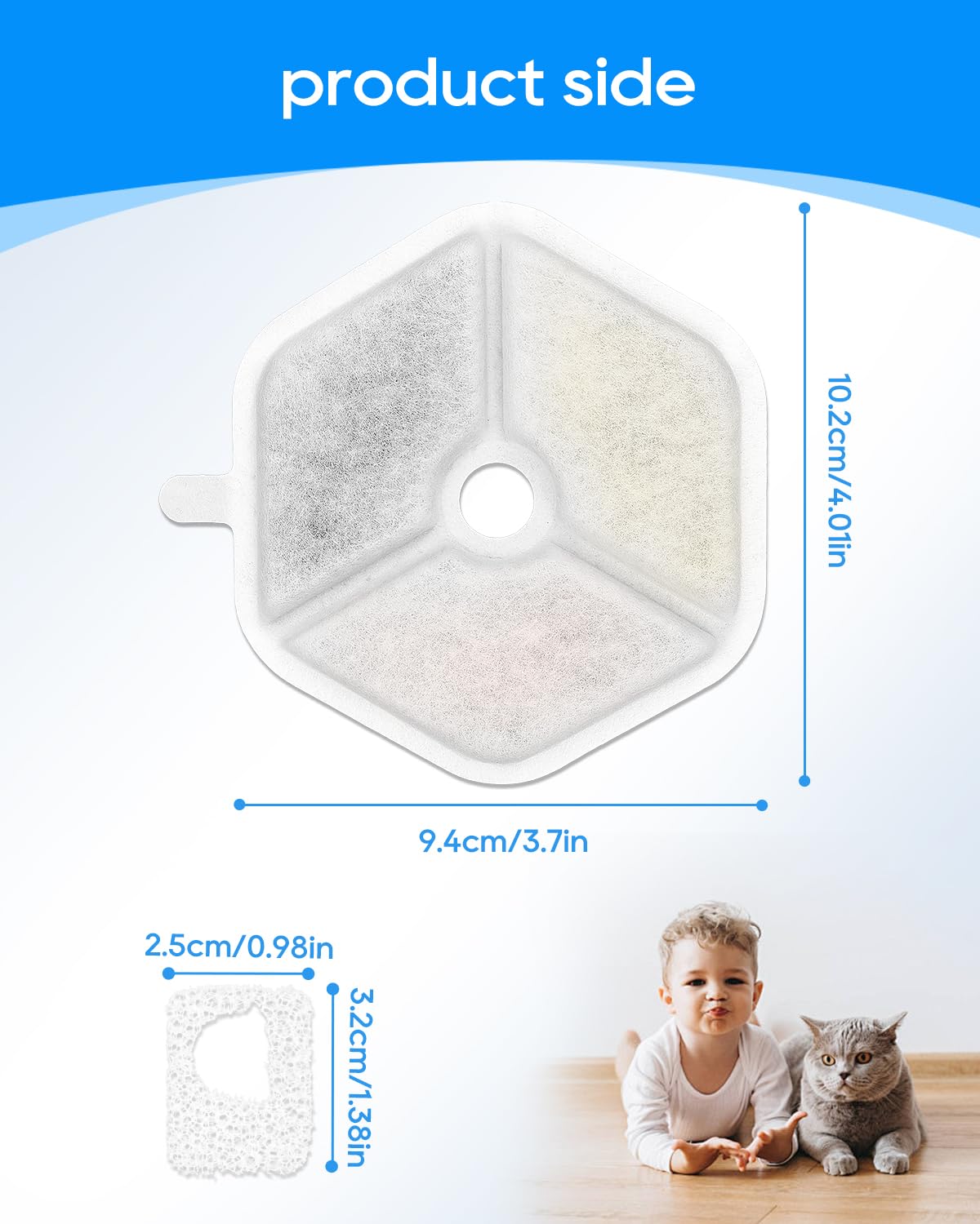 Cunina replacement filters arrangement demonstrates compatibility with Smartoo fountain.