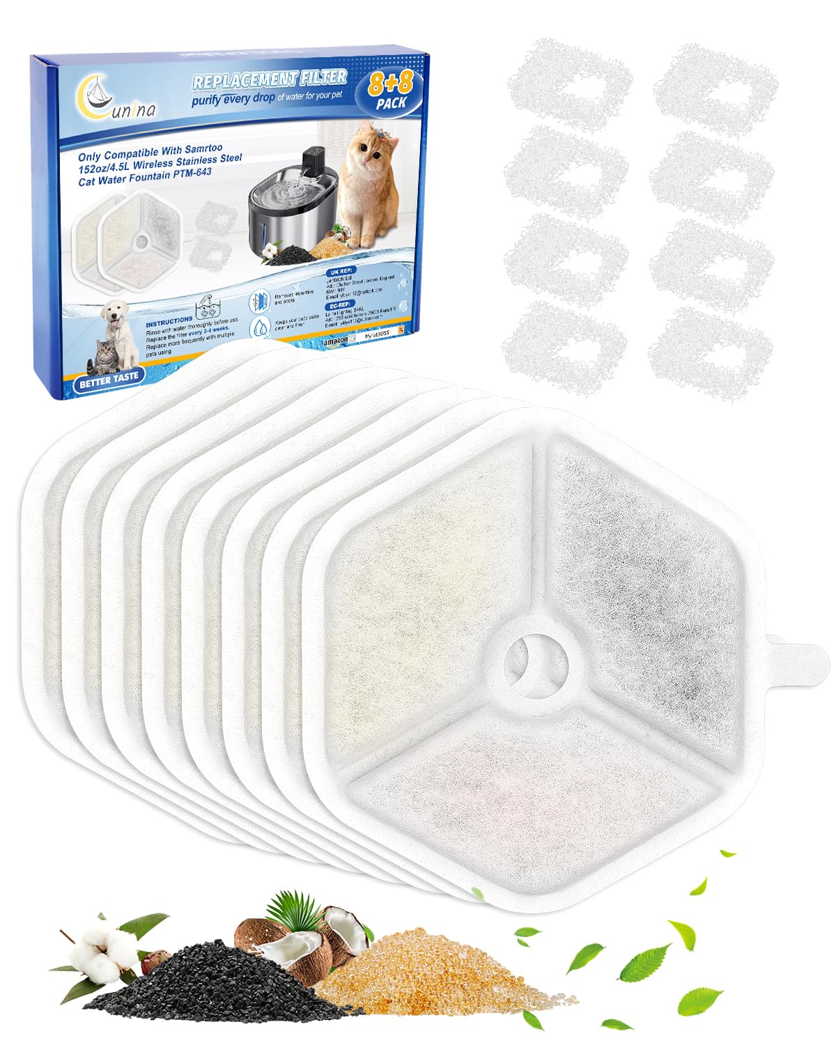 Cunina Smartoo filter packaging showing an 8-filter set for fresh water.