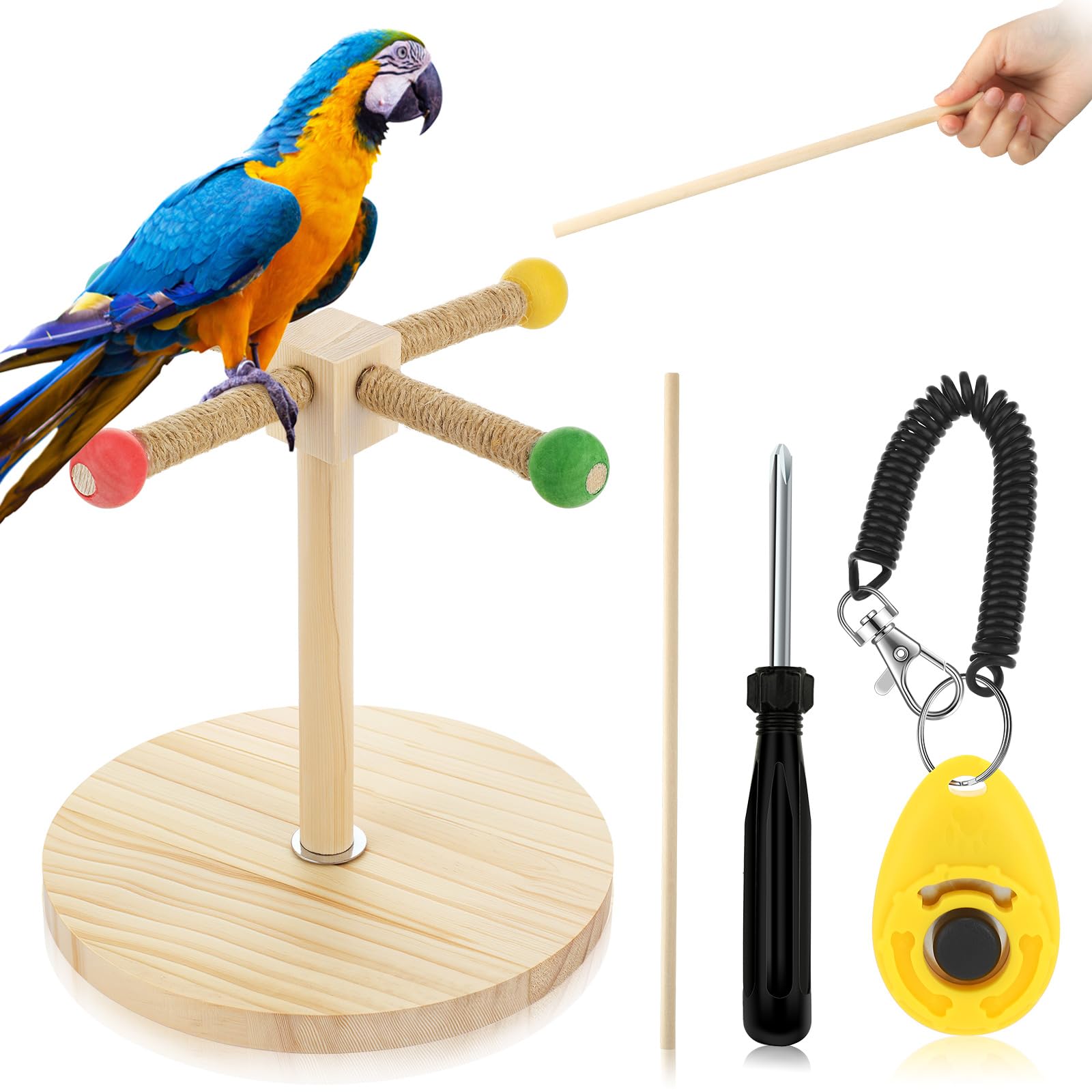 The Cunno rotating colorful interactive perch supports bonding during training.