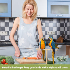 Cunno Bird Training Stand Kit target stick used for precise cueing during training.
