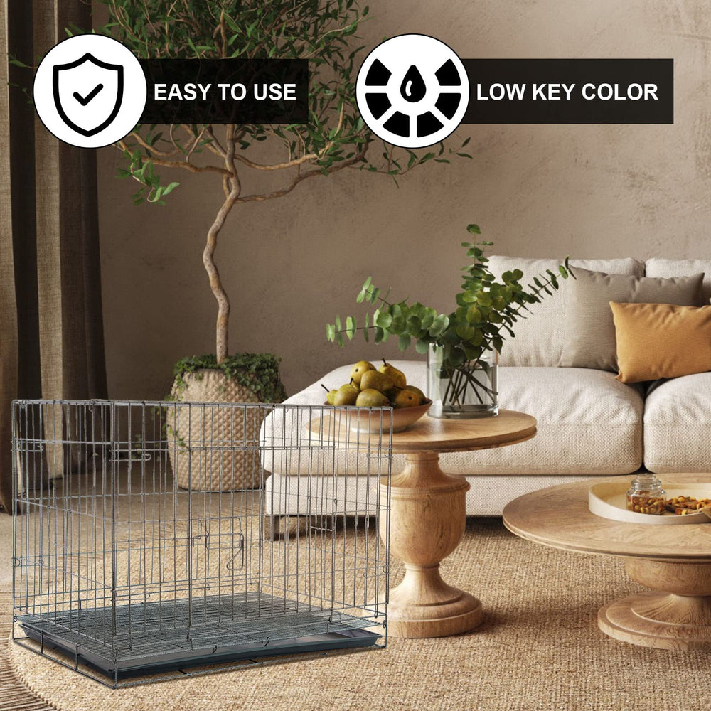 Cunno kennel bottom pan in black shown with crate setup