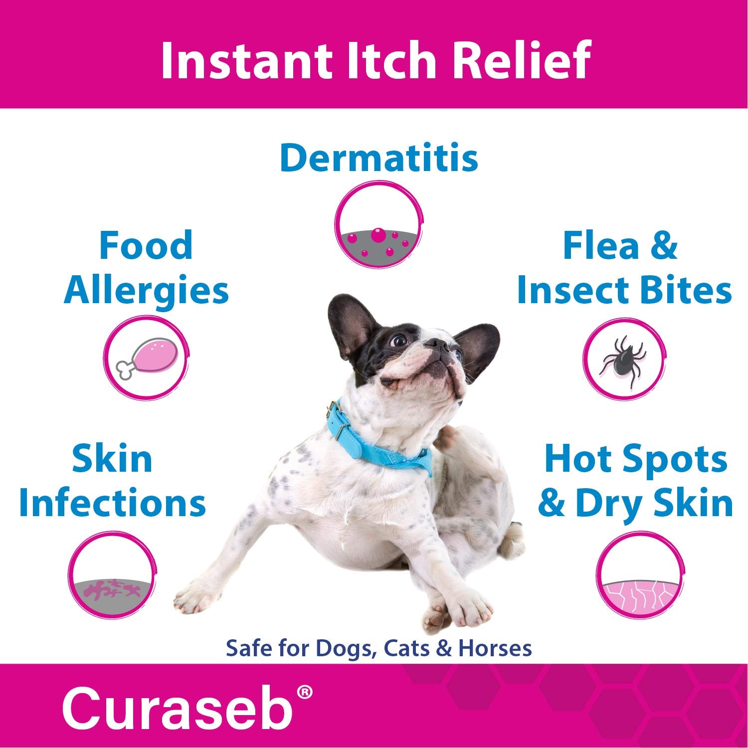 Curaseb hydrocortisone spray applied to a dog's hotspot for relief.