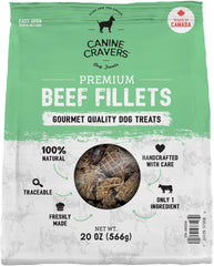 Cure for the Crave Canine Cravers beef fillets 20oz, premium single-ingredient rewards for dogs.