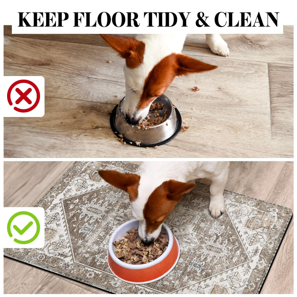 Cuslnox anti-skid dog feeding mat stays in place during mealtimes