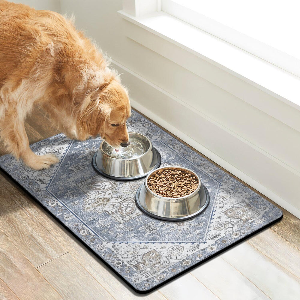 Cuslnox dog food mat anti-skid back prevents sliding during meals.