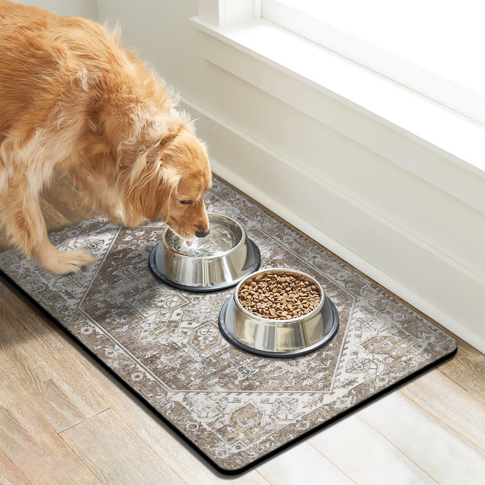 Cuslnox quick-dry dog bowl mat speeds up cleanup after meals