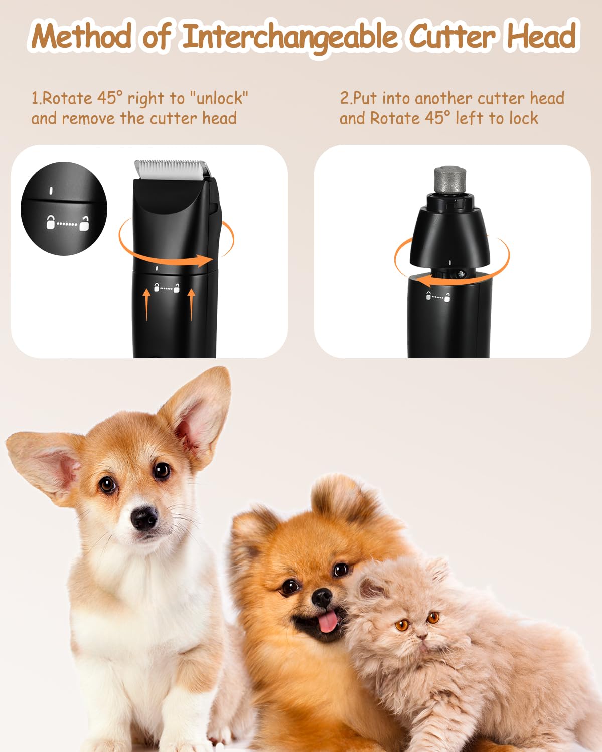 Cussity cordless pet trimmer offers freedom during grooming.