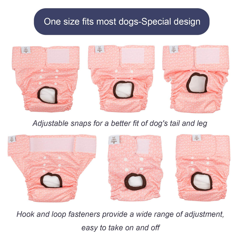 Diapers showing back snaps for tail hole adjustment and secure fit.