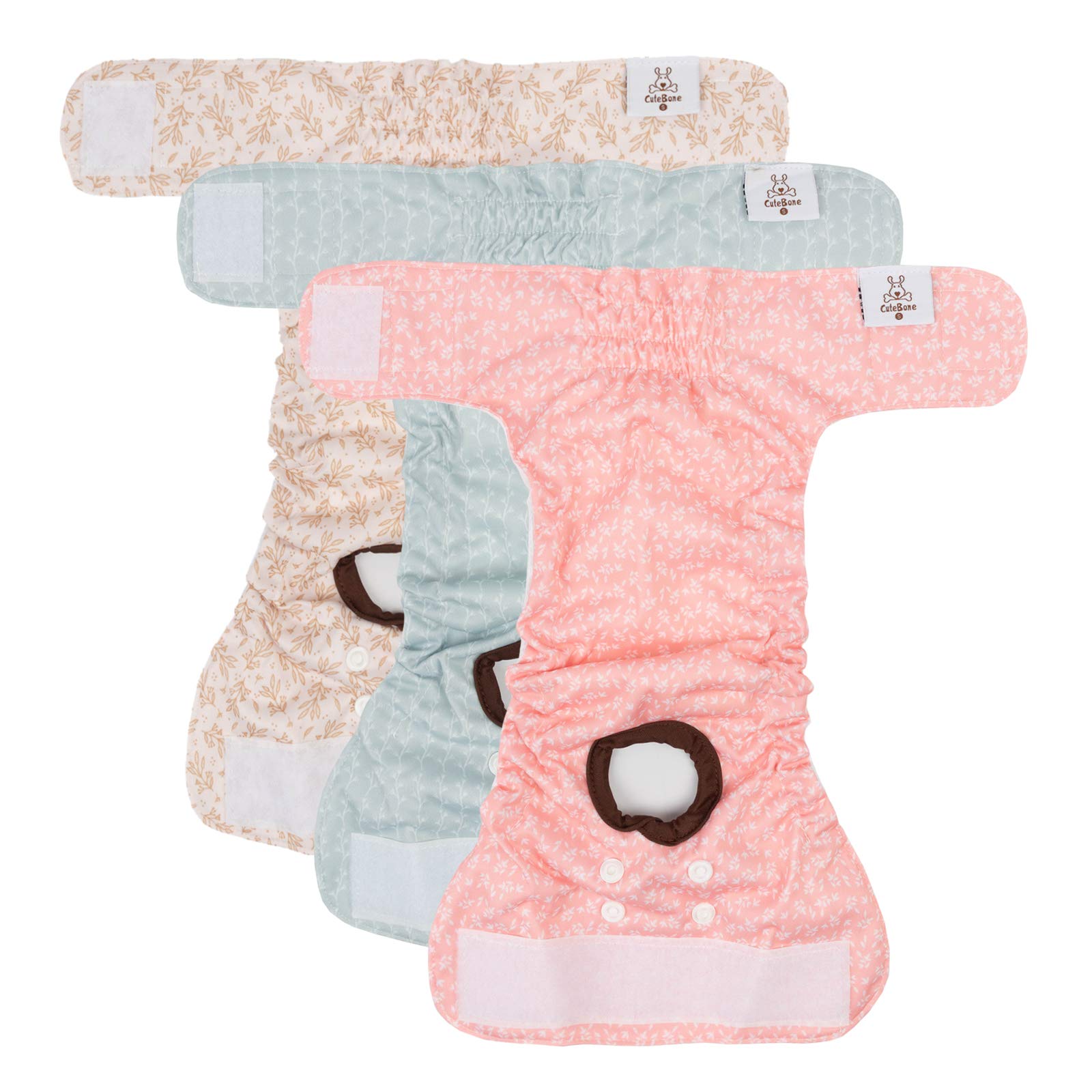 3-pack CuteBone diapers provide practical care for heat cycles and potty training.