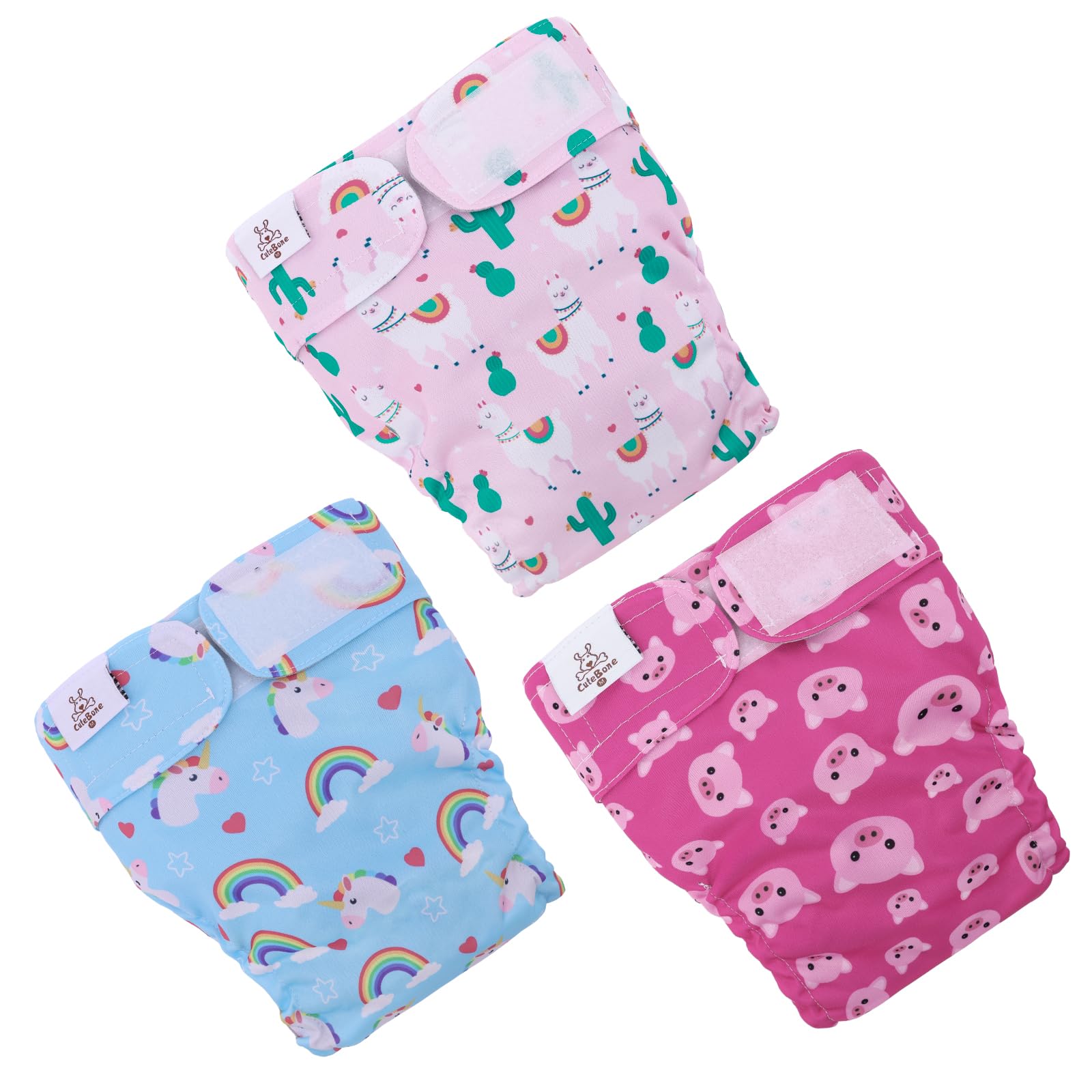 CuteBone female diaper with adjustable leg elastics for a snug, leak-proof fit.