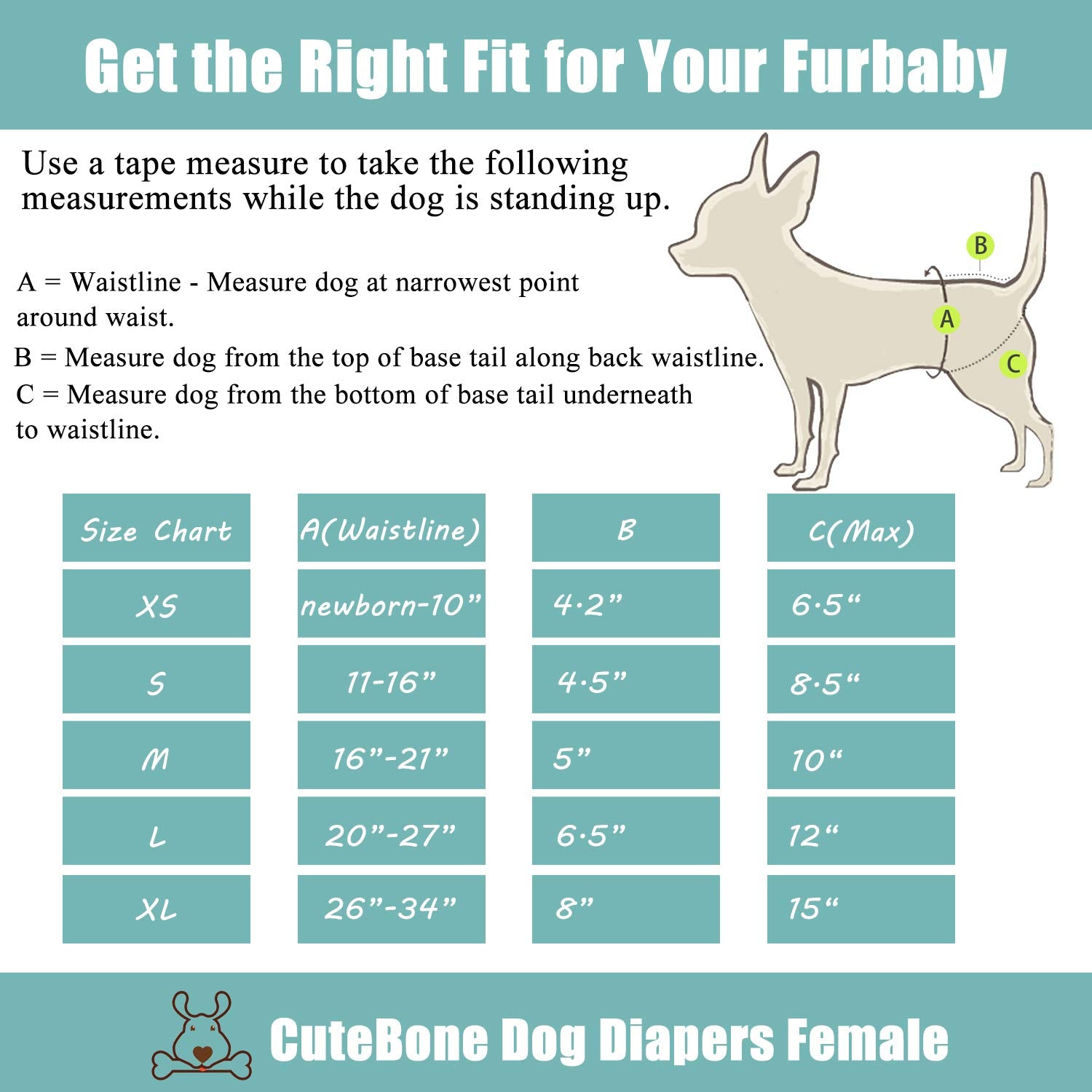 CuteBone dog diapers female medium back snaps enable easy on/off.