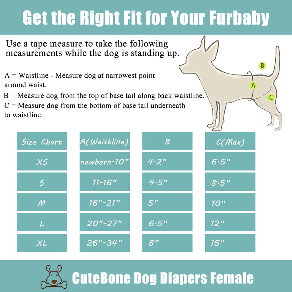 CuteBone dog diapers female medium back snaps enable easy on/off.