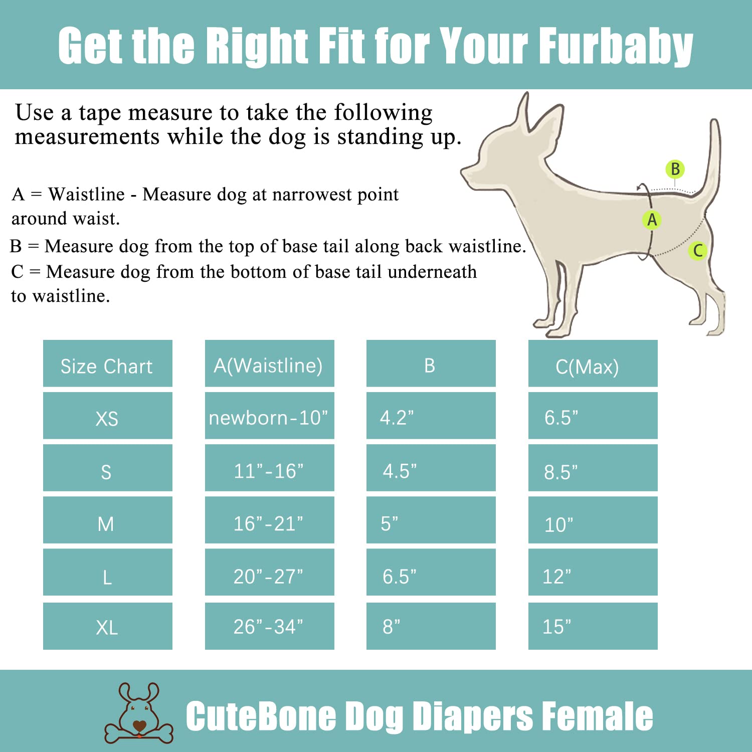 CuteBone fasteners and snug closures help prevent diaper slips.