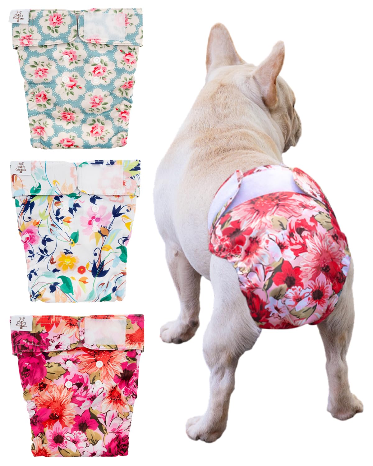 CuteBone no-tail-hole diaper for docked-tail dogs prevents leaks