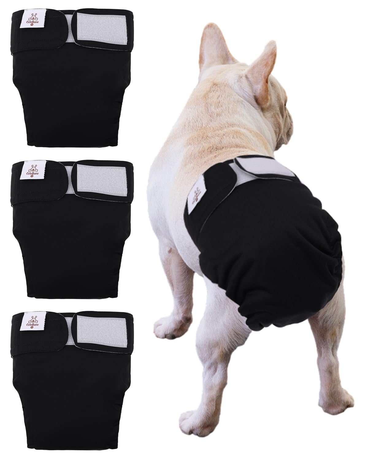 CuteBone dog diaper for docked-tail dogs, no-tail-hole, helps prevent leaks during walks.