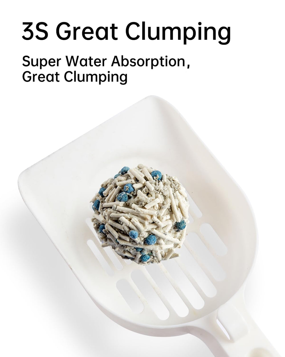 Cutepol rapid-clumping tofu litter close-up highlights fast absorption.