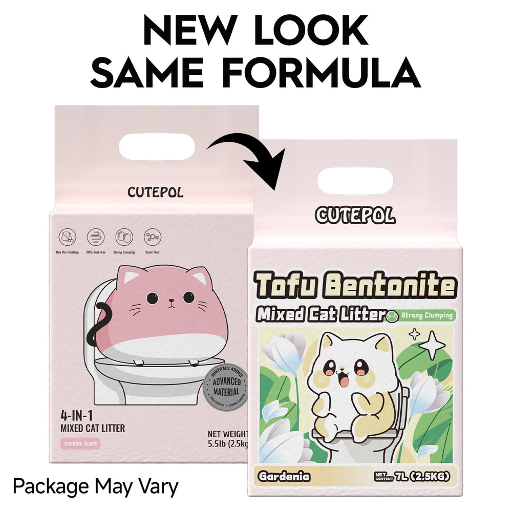 Cutepol tofu-bentonite litter provides strong clumping and high water absorption.