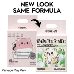 Cutepol tofu-bentonite litter provides strong clumping and high water absorption.