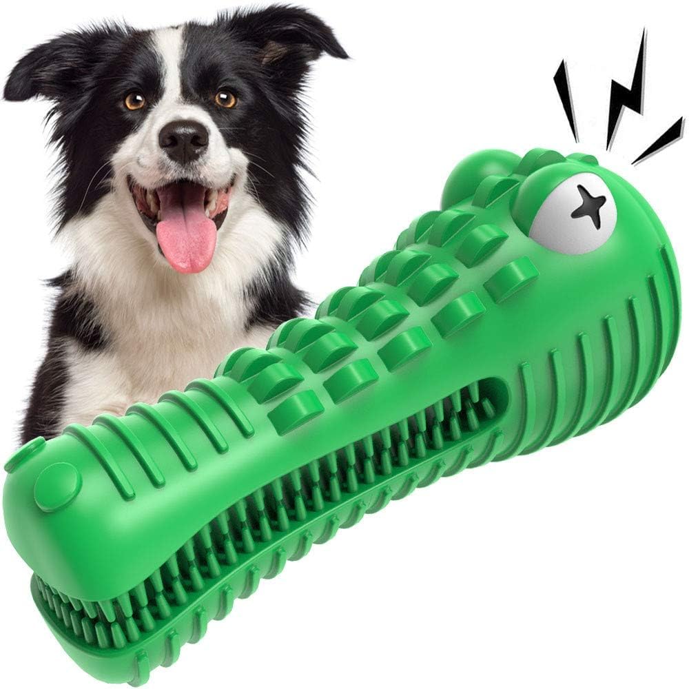 Cutiful Gator dog toy close-up showing ridges and bristles for cleaning