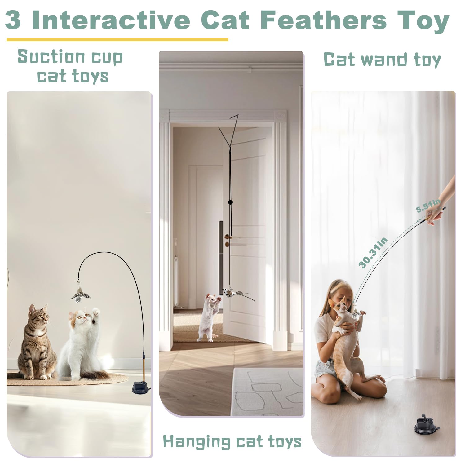 CUUOOT cat wand toy with flexible wire for interactive play.
