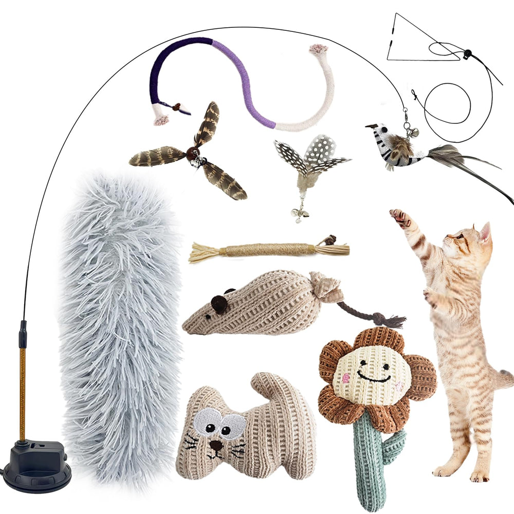 CUUOOT suction cup kitten toy on smooth surface for vertical play.
