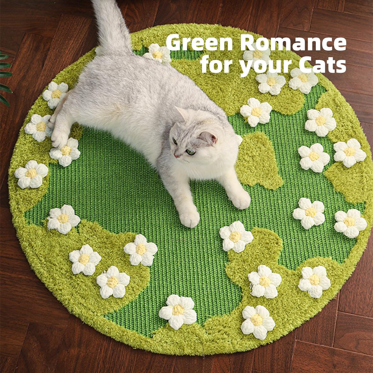 Cuvjinv natural sisal with teddy fleece surface for scratching and cozy lounging.