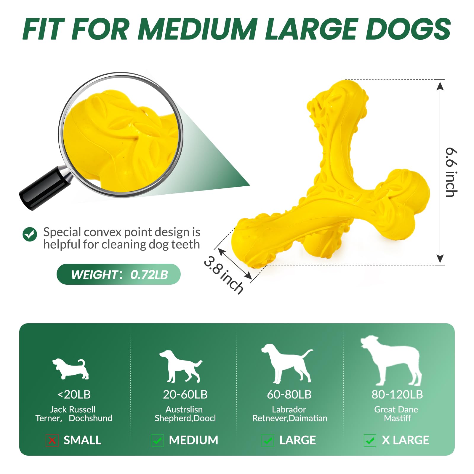 CVALIN natural rubber bone toy with textured surface