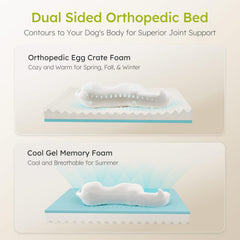 CWAWZ cooling gel memory foam bed keeps pets cool on warm days.