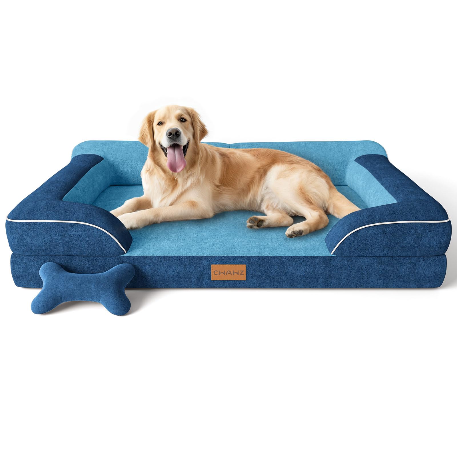 CWAWZ extra large dog bed front view highlights roomy cooling comfort.
