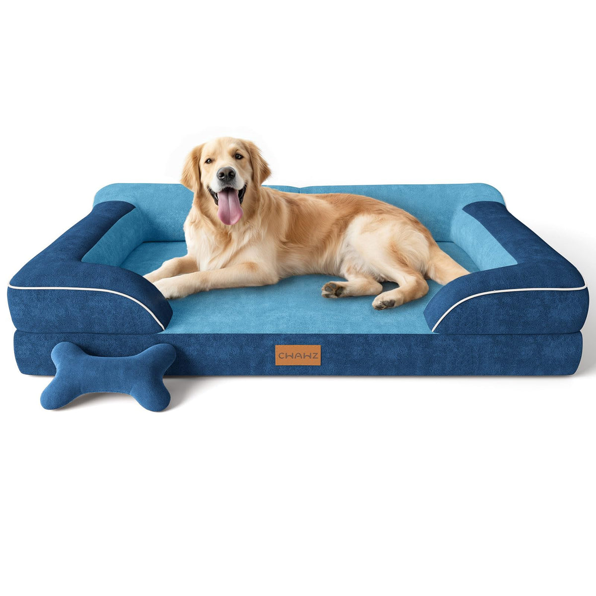CWAWZ extra large dog bed front view highlights roomy cooling comfort.